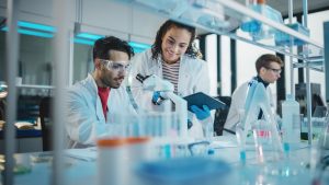 A group of scientists working in a laboratory.