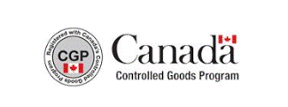Logo of the controlled goods program (cgp) of canada featuring the text "canada controlled goods program" alongside the canadian flag and cgp seal.