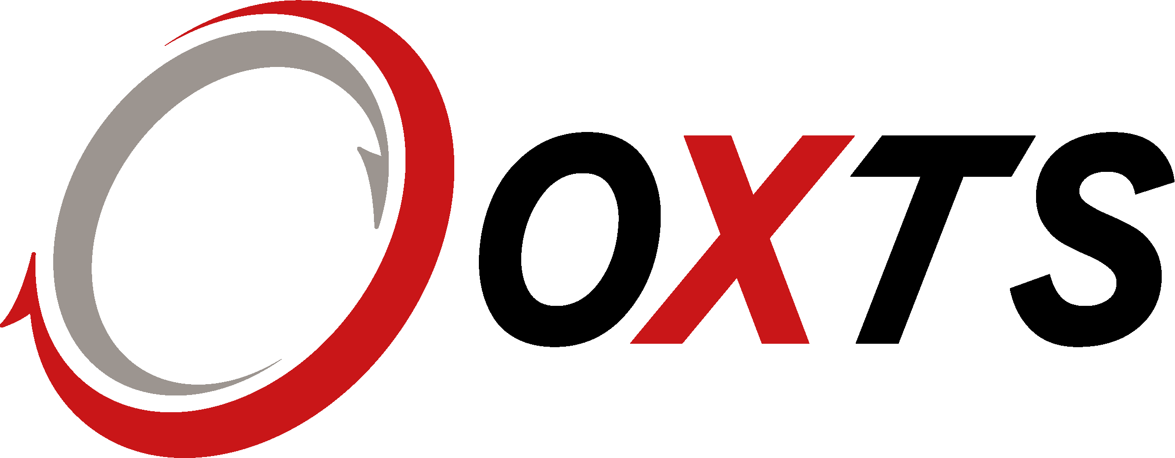 Logo of OXTS featuring a stylized red and grey letter "O" at the beginning and black text for the remaining letters.