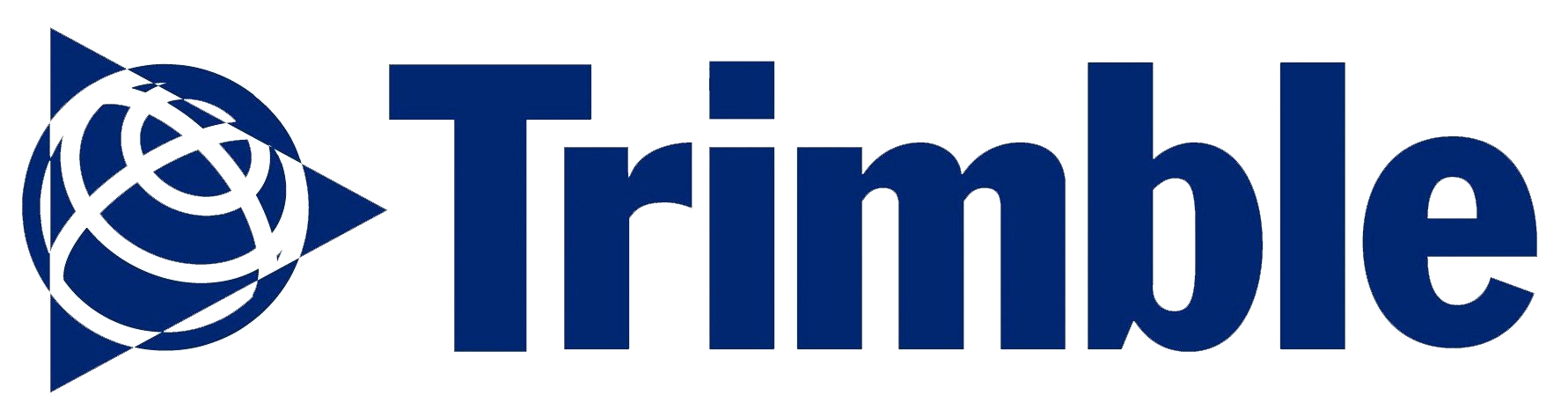 Logo of Trimble, featuring a stylized globe inside an arrow shape with the company name in bold blue letters.