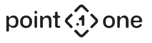 Point one" logo featuring the text "point" and "one" with a stylized arrow pointing up and down around ".1" in the center.
